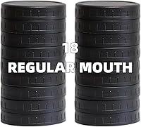 Vista 11 de Paquete de 9 tapas negras de boca ancha para tarros Mason con anillos de silicona, tapas de plástico para frascos Mason, tapas de conservas