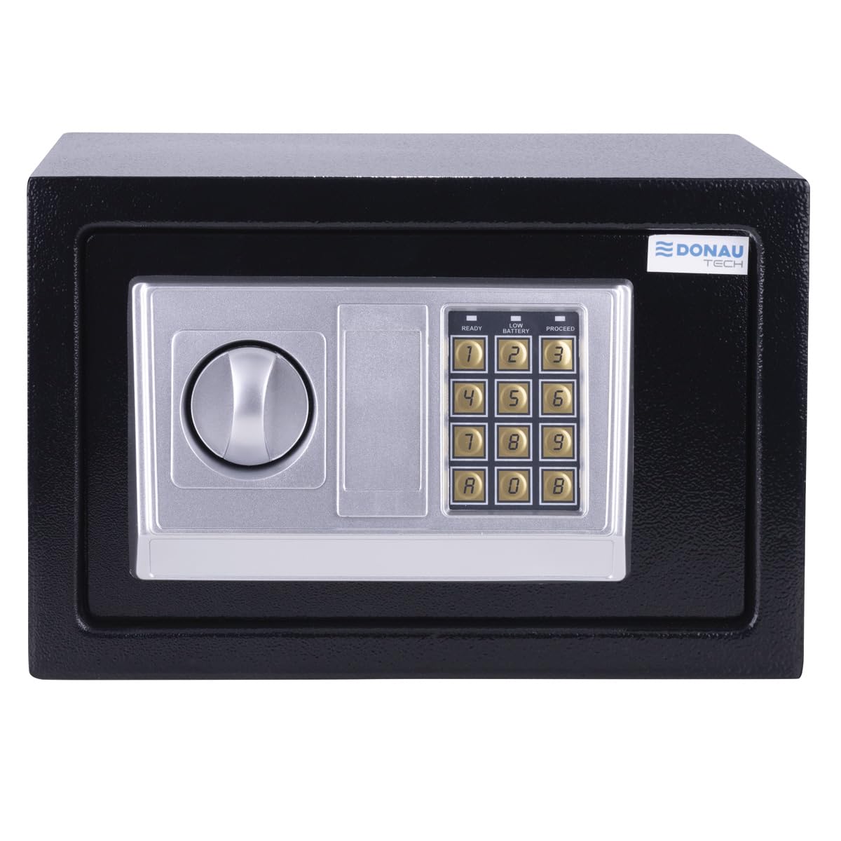 Caja fuerte digital DONAU TECH 8,5L / 31 x 20 x 20 cm/Caja fuerte electrónica manual-digital para mueble/con contraseña digital y 2 llaves de seguridad/Negra/con certificado CE y RoHS