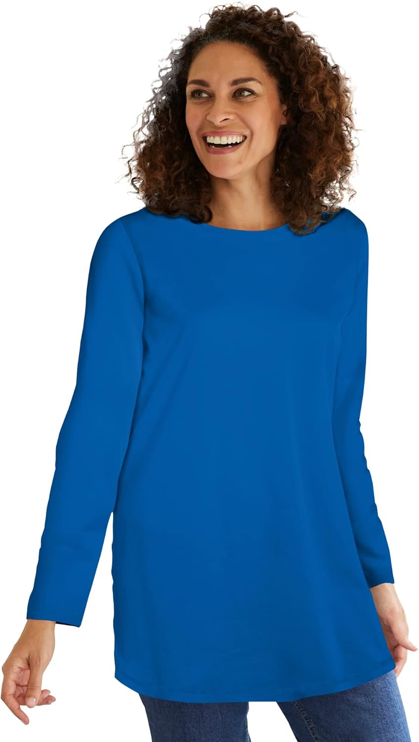 Woman Within Plus Size Perfect Long-Sleeve Crewneck Tunic