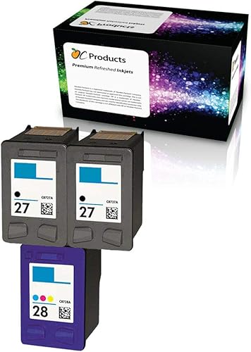 Cartucho de tinta de repuesto para HP 27 y HP 28 para HP Deskjet 3650 3845 PSC 1310 1315 2200 2171 Officejet 5608 (2 negro 1 color)