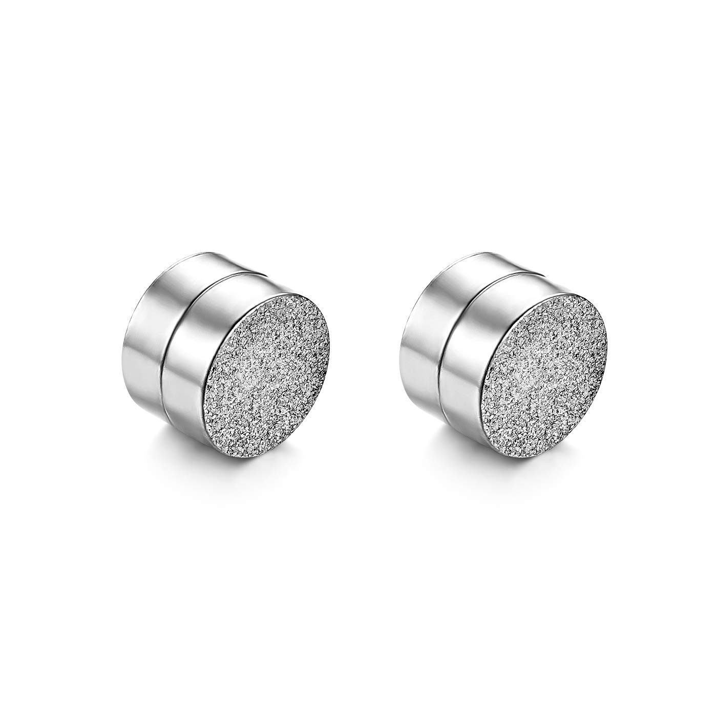 JewelryWe Magnetyczne kolczyki w stylu punk rock, matowe kolczyki ze stali nierdzewnej, bez przekłuwania, dla mężczyzn i kobiet, hipoalergiczne, Stal nierdzewna