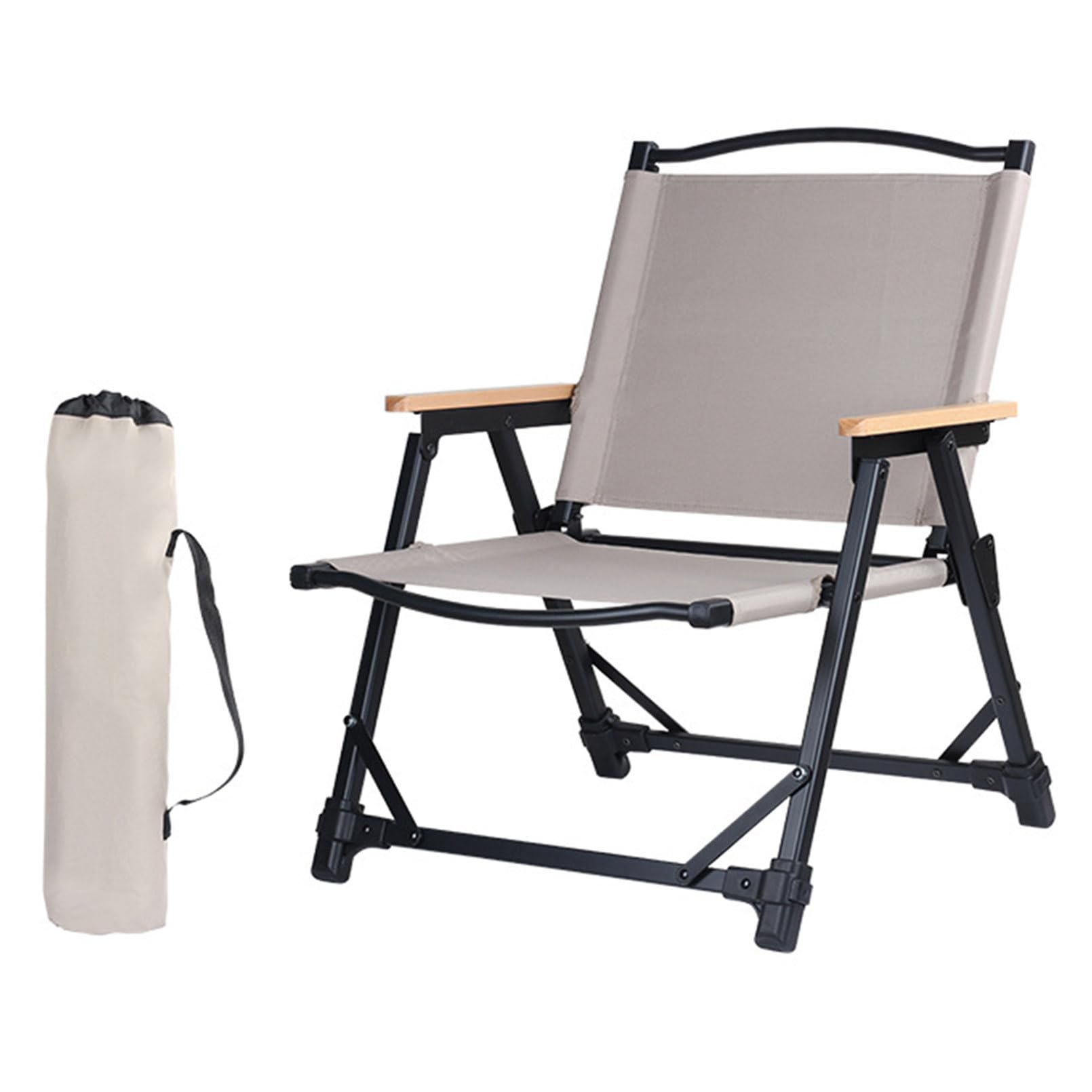 Chaise de camping pliable avec accoudoirs en bois pour vos sorties plage et pique-nique