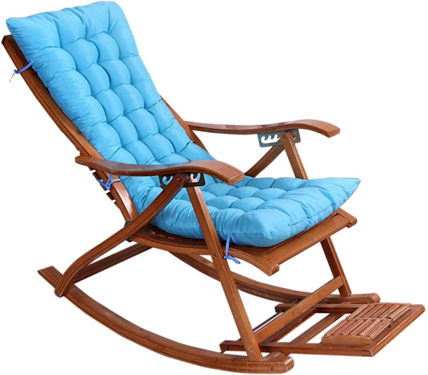 Lounger Cushion Pad, Garden Patio Thick Large Rocking Chair Cushion, Recliner Relax Chair Pad, for Rattan Recliner Indoor Outdoor,light blue,48 * 120cm