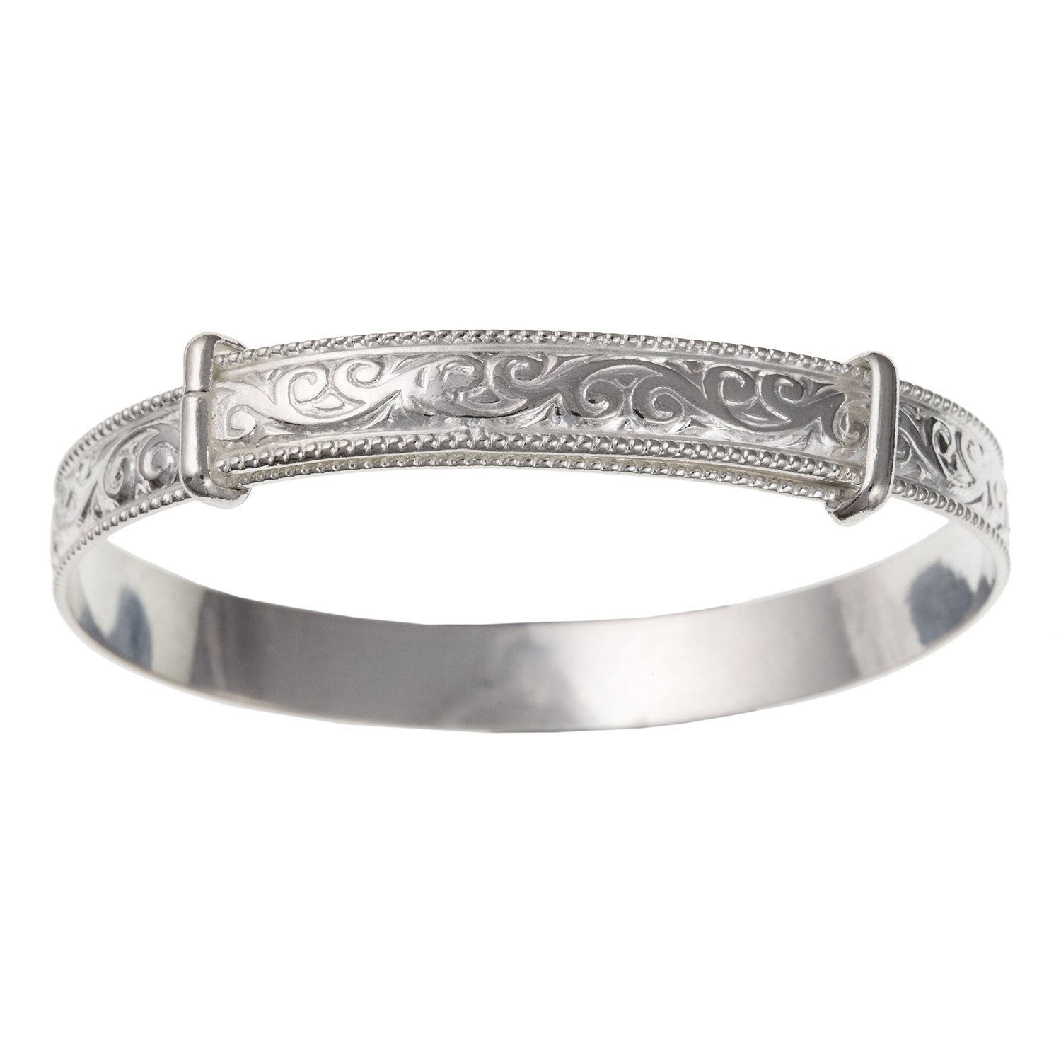 Designer Inspirations BoutiqueEngraved/Embossed Pattern/Design Expanding/Expandable/Adjustable Bangle Bracelet for Baby/Child/Children/Women - 925 Sterling Silver - Childrens Jewellery