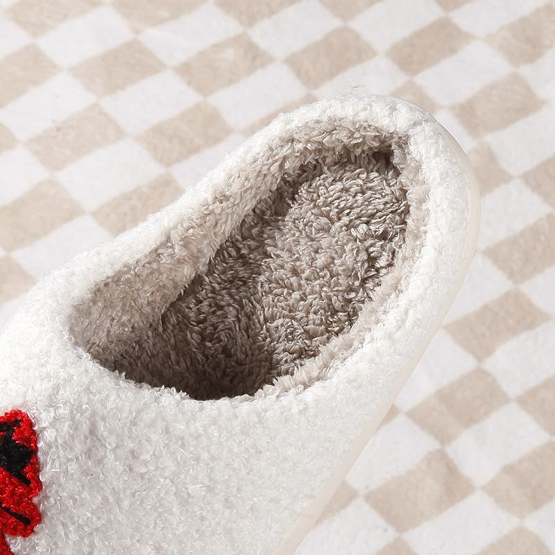 Snugeasy Christmas Slippers Reindeer for Womens Mens Soft Plush Comfy Warm Fuzzy Slippers Red Moose Santa Claus Indoor Outdoor Slip On House Slippers Christmas Gifts, Red Christmas Tree, 9-104