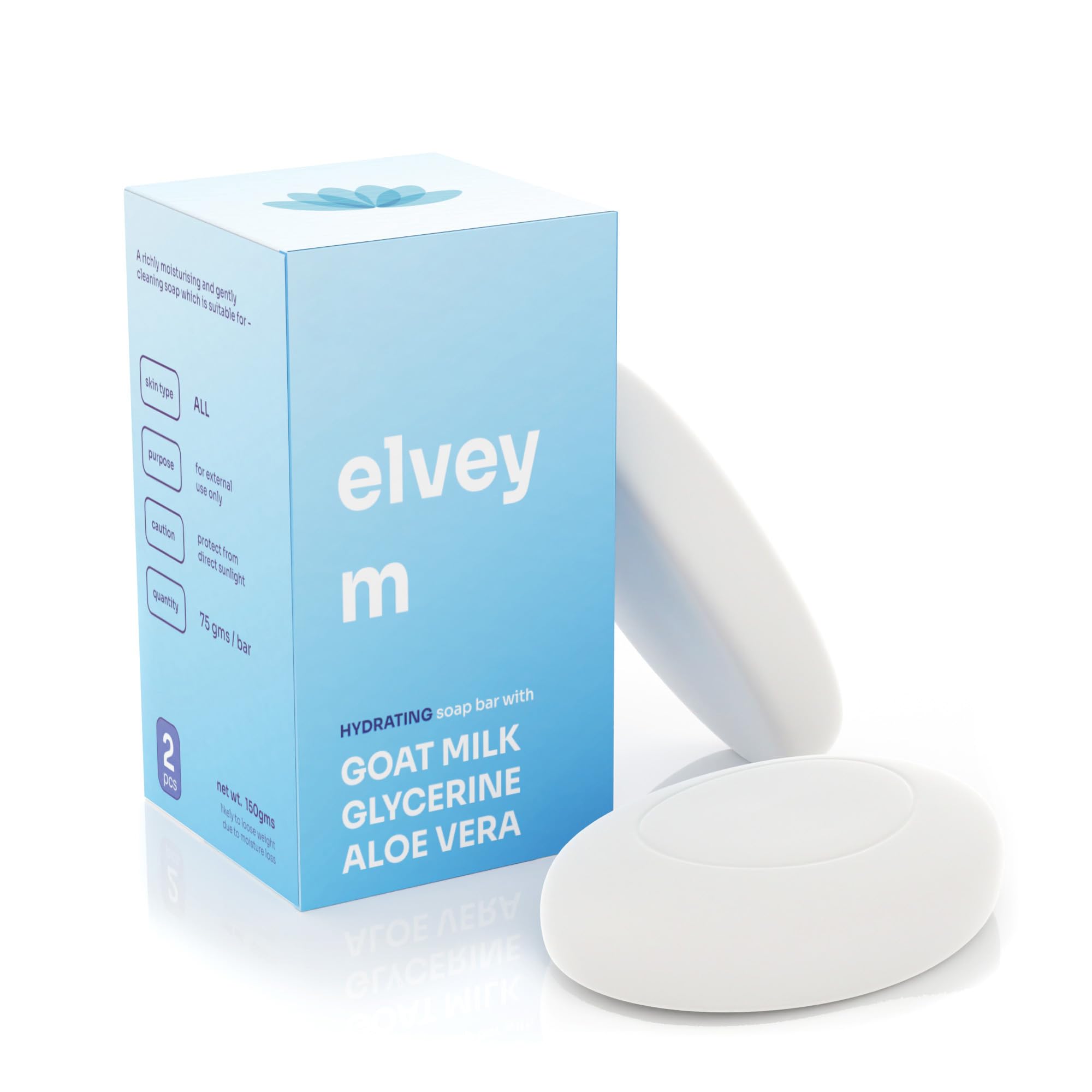 Moisturising Soap with Goat Milk, Glycerine, Honey & Cold Pressed Aloe Vera for Soft & Supple Skin (Pack of 2) | 75 Gm/Soap