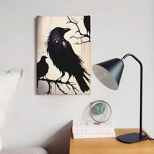 Miniatura 6 de yvkew Arte de pared de cuervo de Halloween, pintura en lienzo para decoración del hogar, pinturas de arte abstracto, arte moderno, decoración para