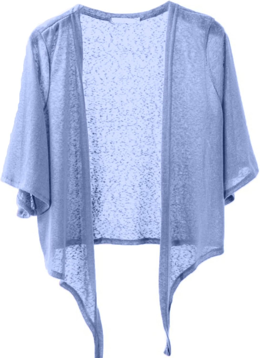 Shiyifa Women's Shrugs 3/4 Sleeve Open Front Cardigan Lightweight Tie Front Bolero Shrug 3X-Large Baby-blue