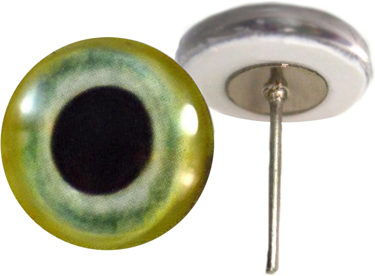 Green Parrot Inspired Glass Eyes On Wire Pin Posts for Felt Making and Other Crafts - Choose Your Size 6mm, 8mm, 10mm, 12mm, 14mm, 16mm (6mm)