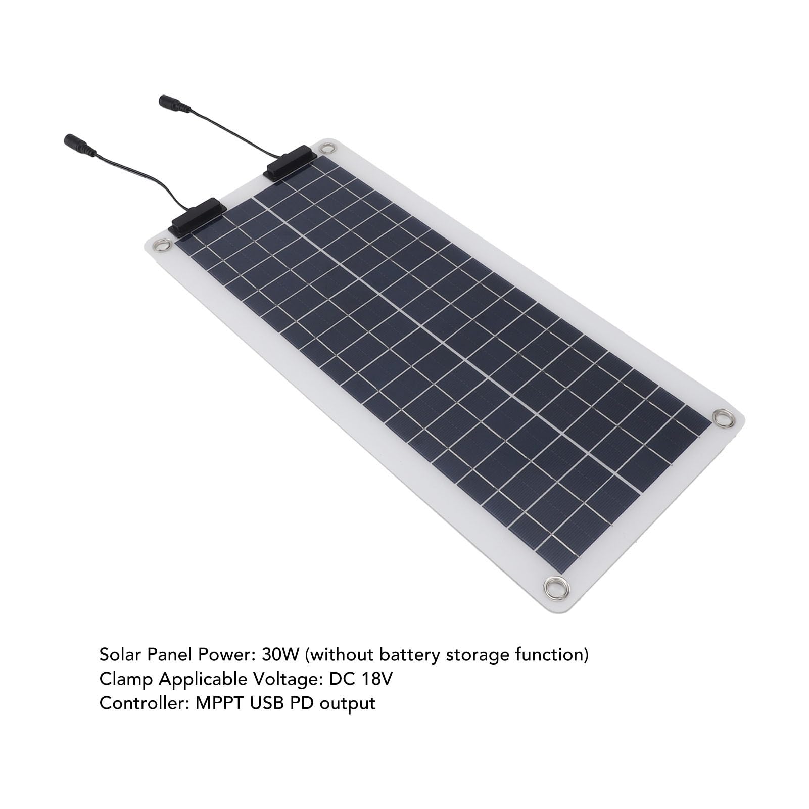 Fdit Kit de Régulateur de Panneau Solaire 30W, Chargeur MPPT OBD Double Sortie, étanche avec Pince de Batterie Rouge et Noire pour Camping-car, Bateau, Camping