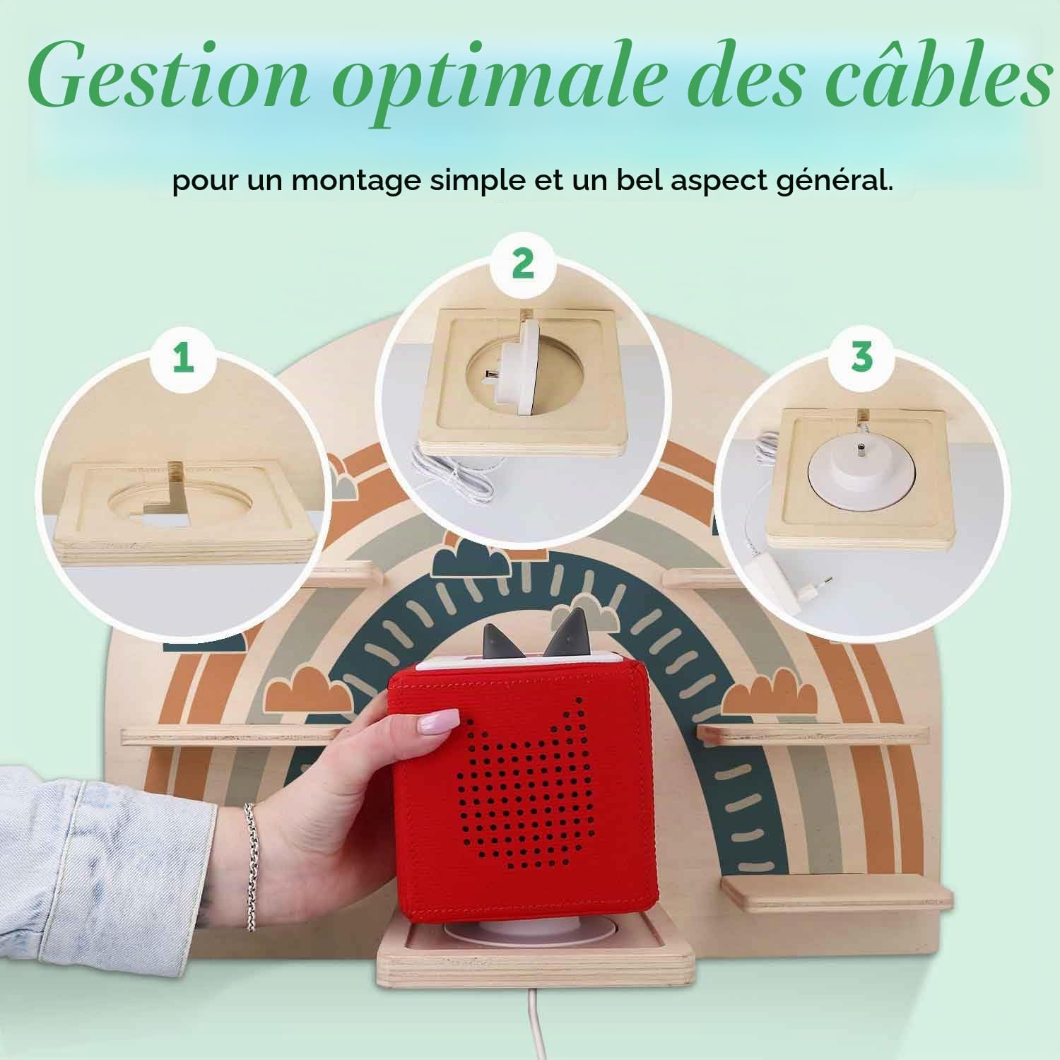 Toniebox Étagère murale pour chambre d'enfant - Étagère avec surface magnétique pour rangement de la boîte à musique Tonie et 24 figurines - Couleur : bleu