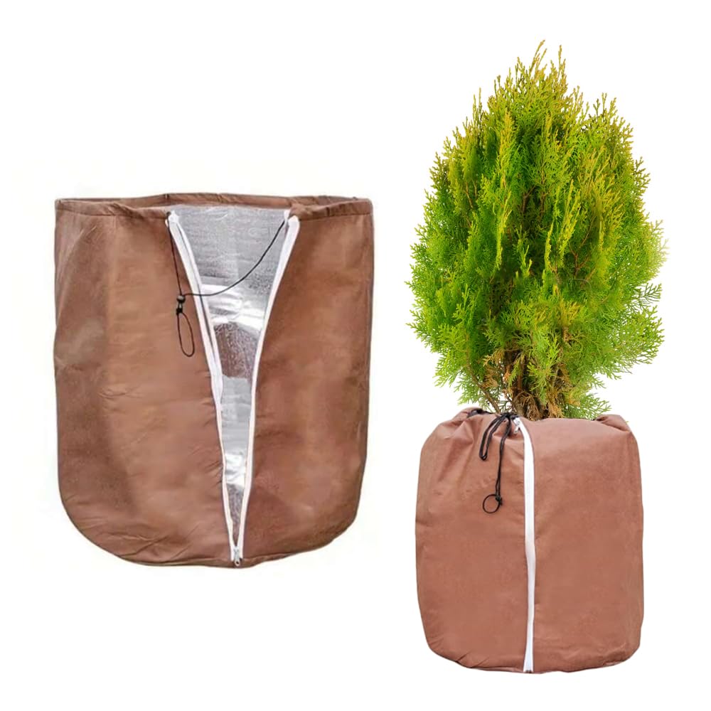Winter Plant Pot Protection Cover - Flower Potted Warm Thermal Bag for Palm Shrubs Trees to Anti Cold Frost, 22" H x 17.7" Dia
