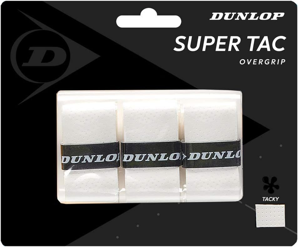 Dunlop SuperTac Overgrip, blanco, paquete de 3