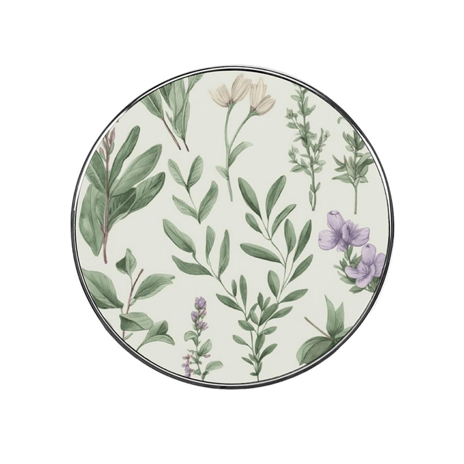 Refrigerator Magnet Green Flower Herb Sage Leaves and Branches Printing Fridge Magnet Alloy Material,Fun Personalized Refrigerator Sticker Round Decorative Magnet for Whiteboard Kitchen Locker