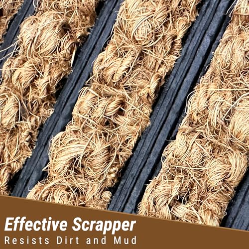 LSC Weave Coir Door Mat Heavy Duty Floor Mat Non Slip Indoor Outdoor Mat Machine Washable Doormats Shoe Scrapper Removes Grass & Dirt for Front Door, Patio & Entrance PACK OF (1) - 6