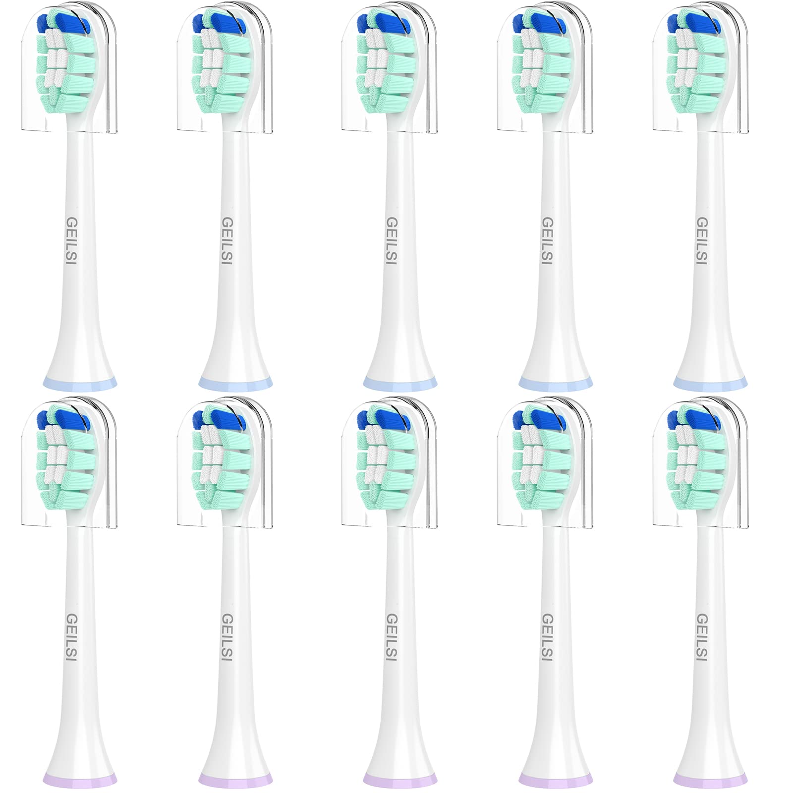 10 Pack Replacement Toothbrush Heads Compatible with AquaSonic, for Vibe Series , Black Series, Black Series pro, and for Duo Series pro Electric Tooth Brush Black/White (White)