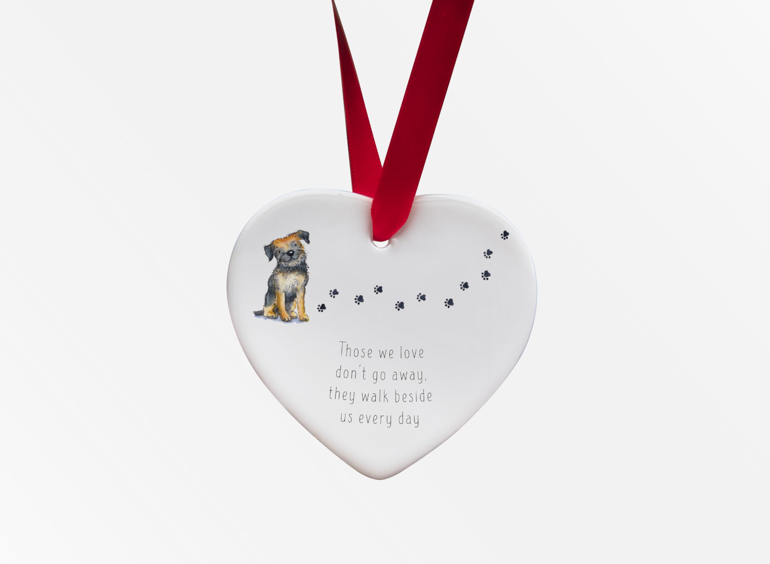 Image Industry Border Terrier Walk Beside Us Ceramic Heart - Dog Memorial - Memorial Gift - Hanging Decoration