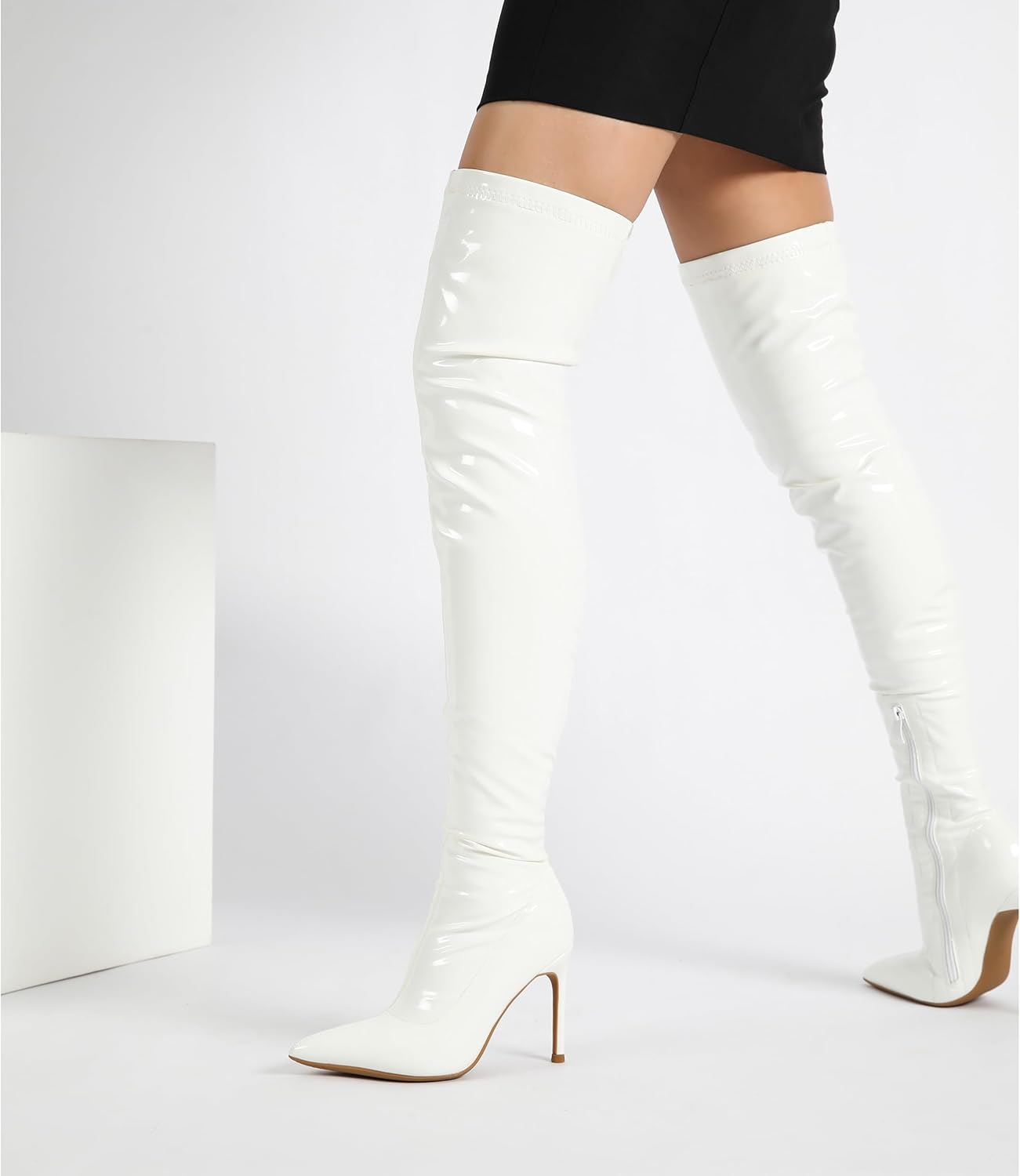 fereshte Women's Thigh High Boots, Pointy Toe Stiletto High Heel Over The Knee Boots, Fashion Comfy Sexy