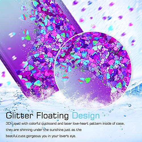 Leyi Compatible With Galaxy S7 Glitter Case With 2Pcs Tempered Glass Screen Protector For Girls Women, Bling Sparkle Diamond Phone Case For Samsung Galaxy S7, Gradient Teal/Purple #TOP2