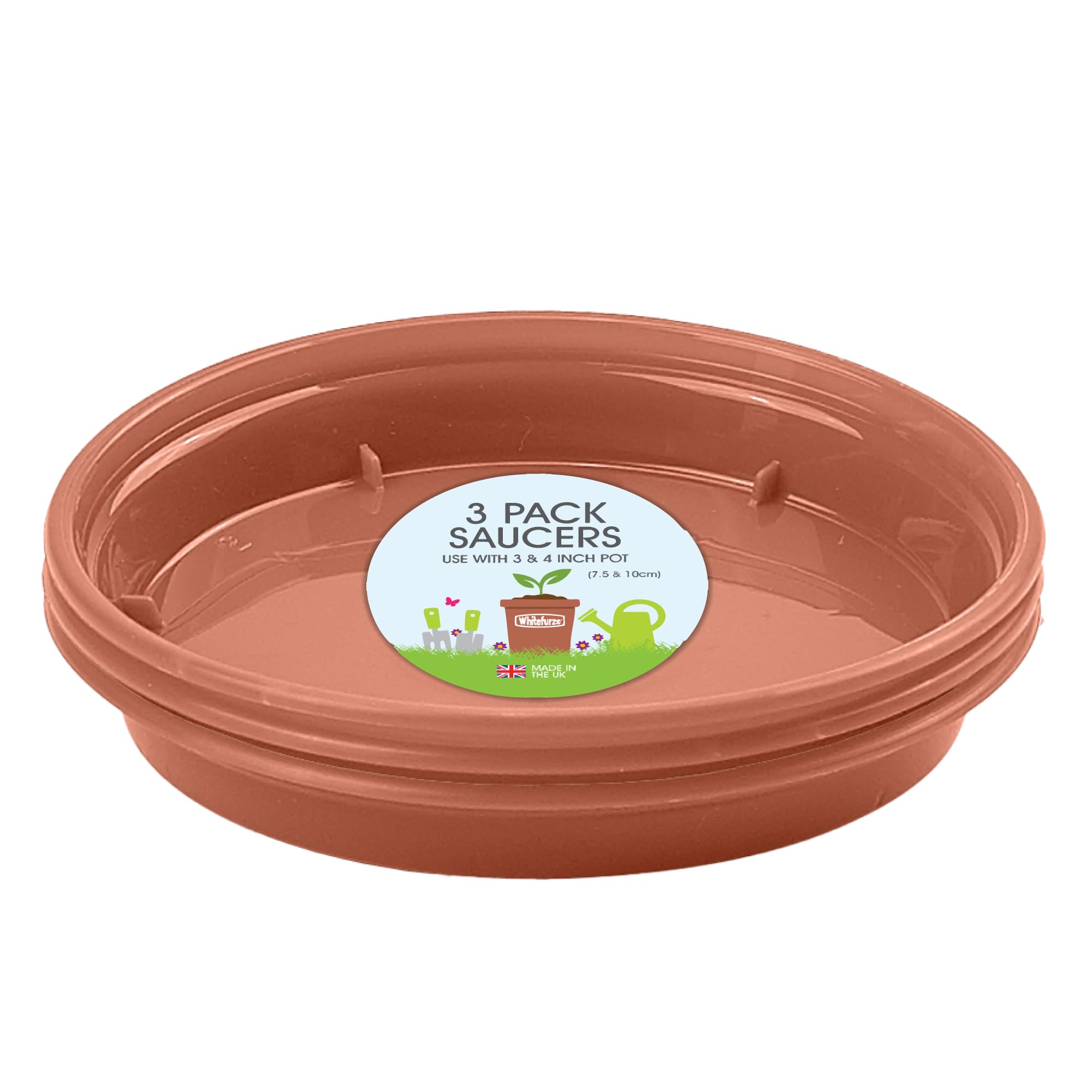 Whitefurze G04114 Garden Pot Saucer for 7.5/ 10cm Pot - Terracotta (Set of 5)