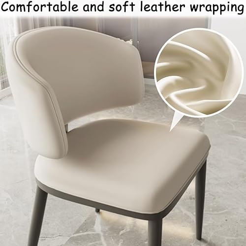 Miniatura 5 de YVYKFZD Juego de sillas de comedor de cuero, silla de comedor con respaldo curvado y patas de metal, sillas de cocina tapizadas, silla auxiliar