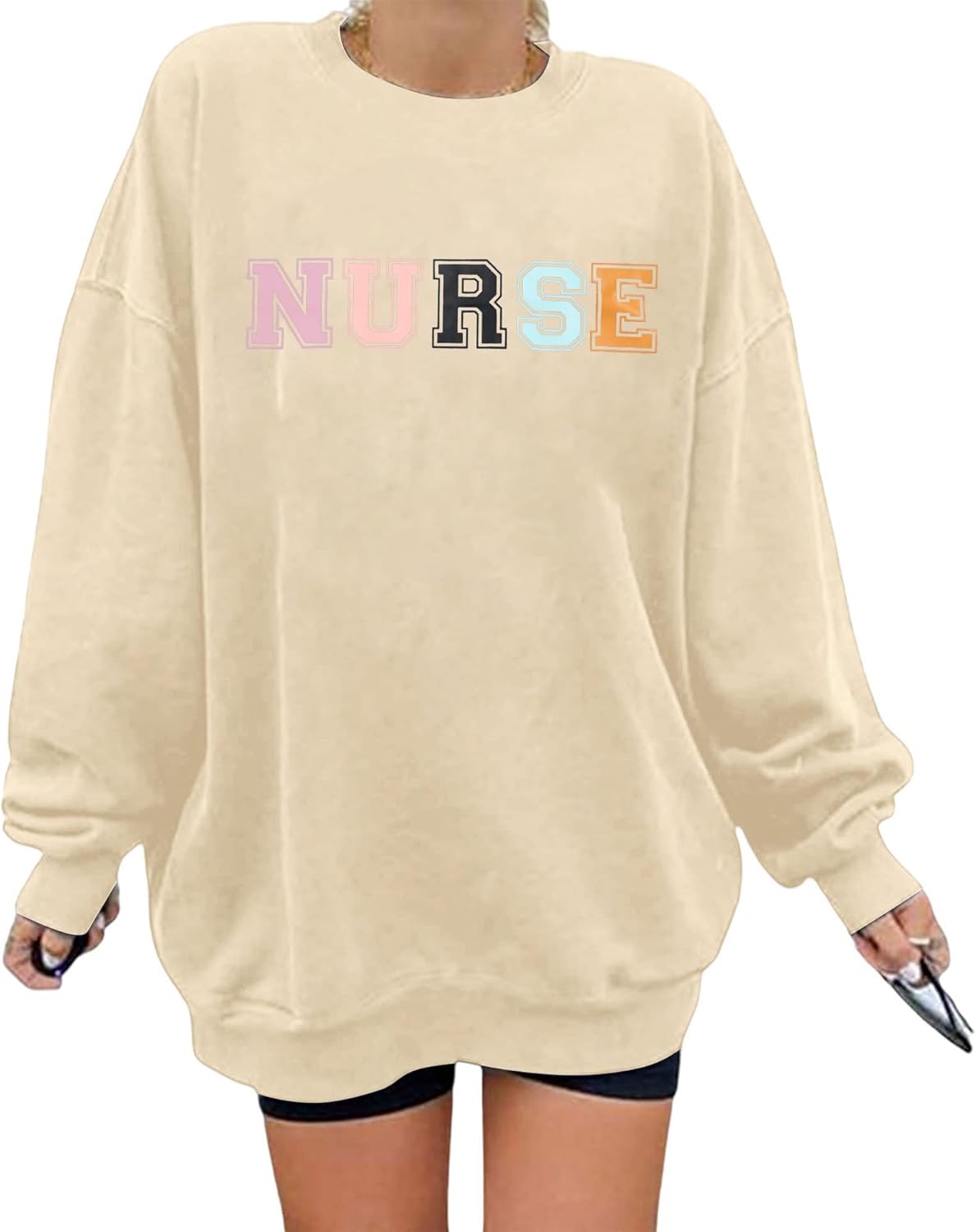 HEBBE Nurses Sweatshirts for Women Nursing Life Oversized Sweatshirt Nurse School Pullover Tops Registered Tee