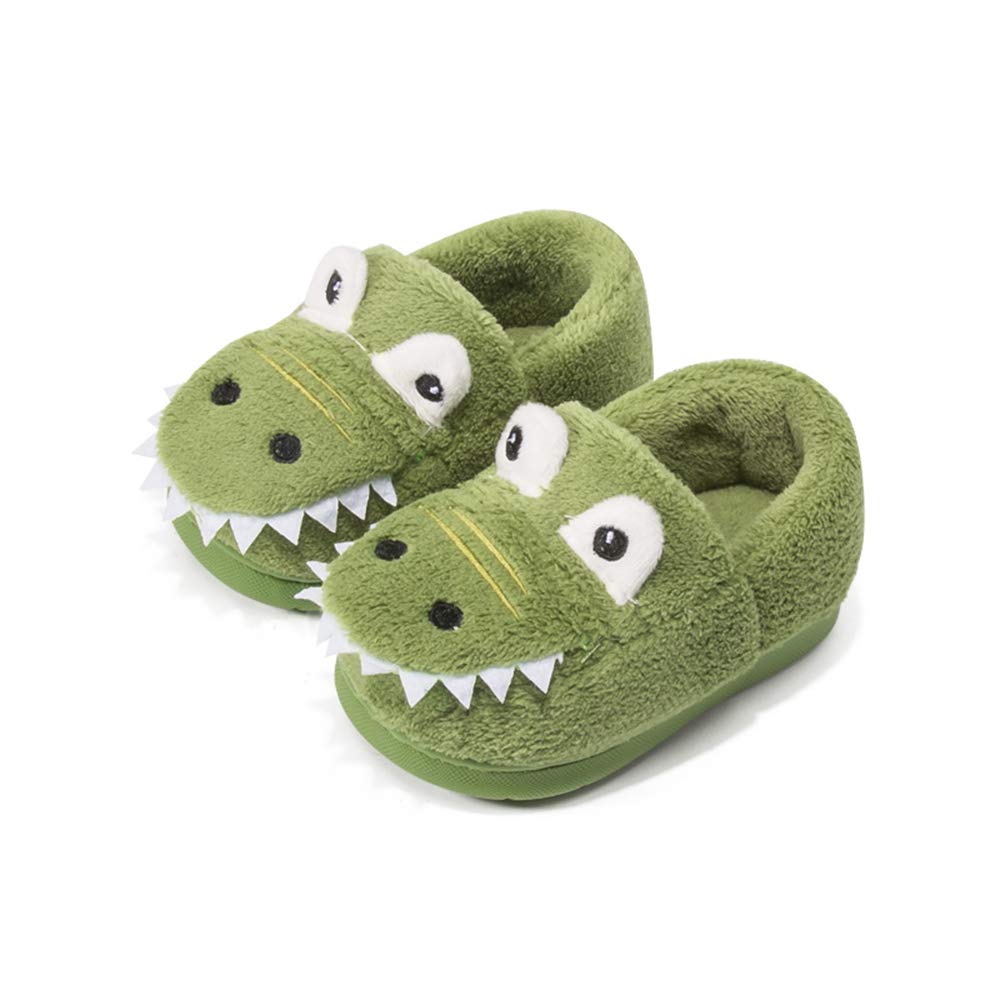 DRECAGE Pantofole Invernali Bambino Bambina Peluche Dinosauro Divertenti Pantofole da casa per Ragazze e Ragazzo Antiscivolo Caldo Ciabatte Verde 25/26 EU Dimensione Etichetta 170
