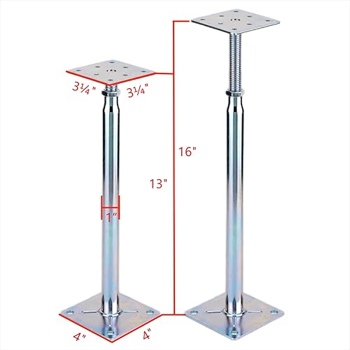 Miniatura 2 de Gato de soporte ajustable para el piso, gatos de vigueta de poste, mini gato de tornillo - poste de 13 a 16 pulgadas (4 paquetes)