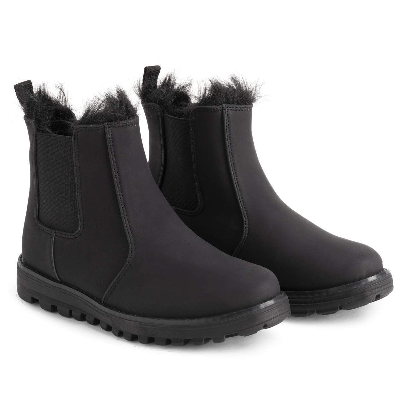 Polar Damen Chelsea Stiefeletten – Nubuk-Optik, Memory Foam, Wasserdicht, Gummisohle, Kunstfellfutter, Genähte & Umgeschlagene Sohle
