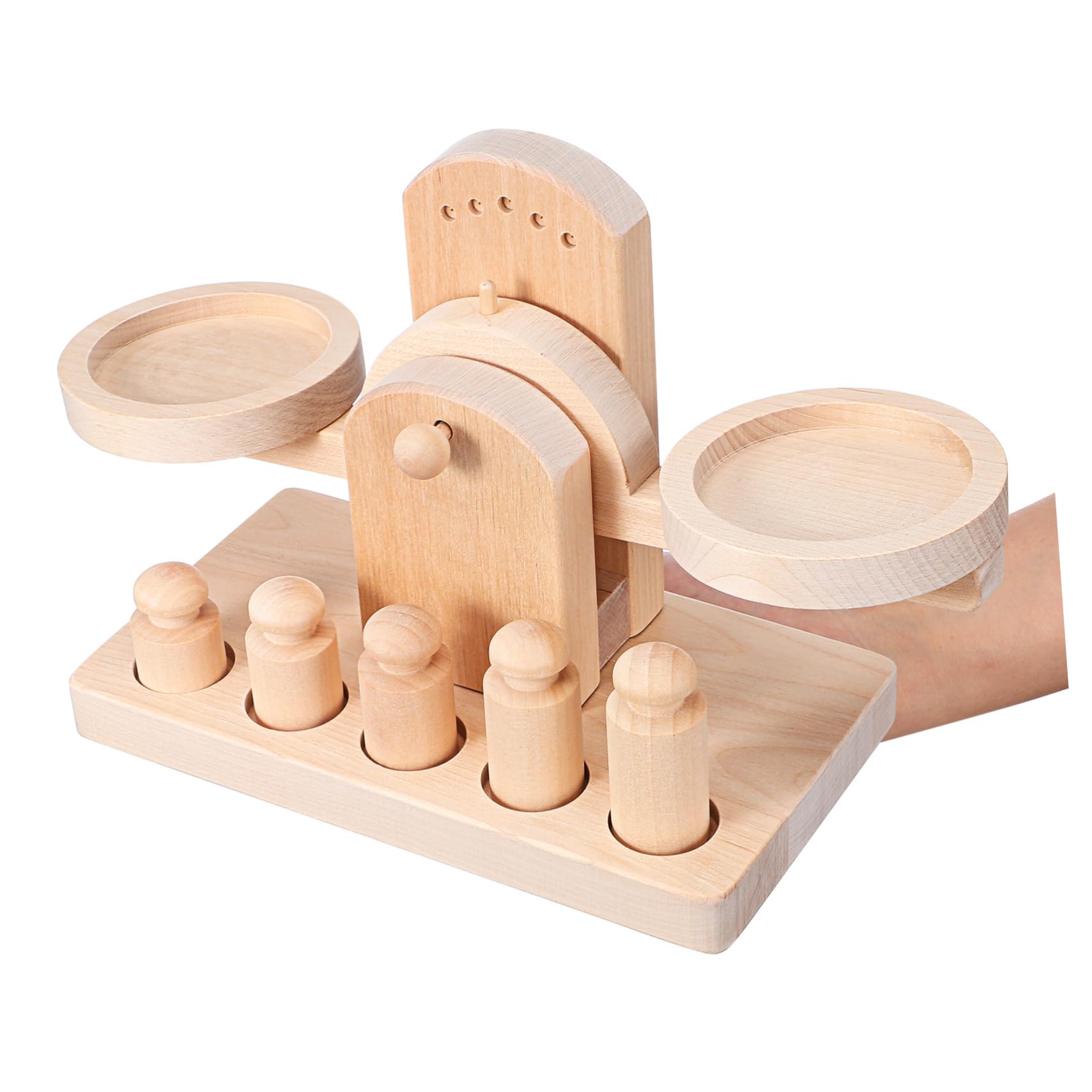 Beaupretty Giocattolo Bilancia in Legno Pesi Colorati, Gioco Educativo per Attività Creative e Giochi di Ruolo, Adatto a Ragazzo Ragazza in Età Prescolare