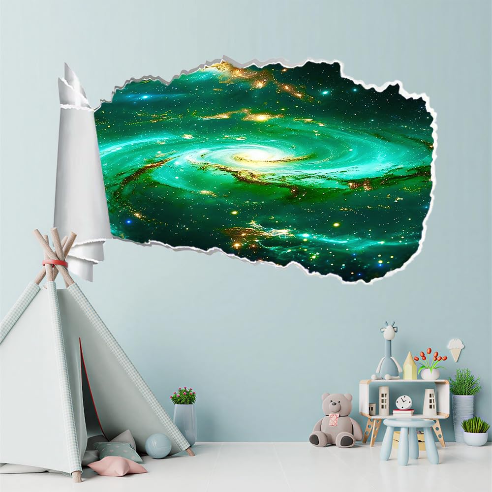 3D Wandaufkleber, Kosmischer Wirbel Durchbruch Wandtattoos Deko Wand Selbstklebend Grünfläche, Wand Aufkleber Wanddurchbruch Wandsticker für Zuhause, Schlafzimmer, Wohnzimmer