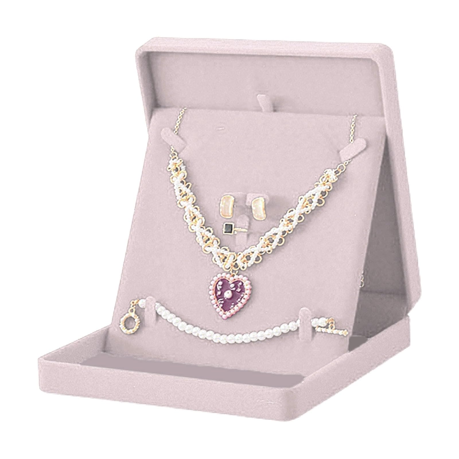 HDOYTXXM Portable Velvets Jewelry Organiser Display Case for Rings Necklaces Earrings Jewellery Holder for Travel and Home Use Necklace Organiser
