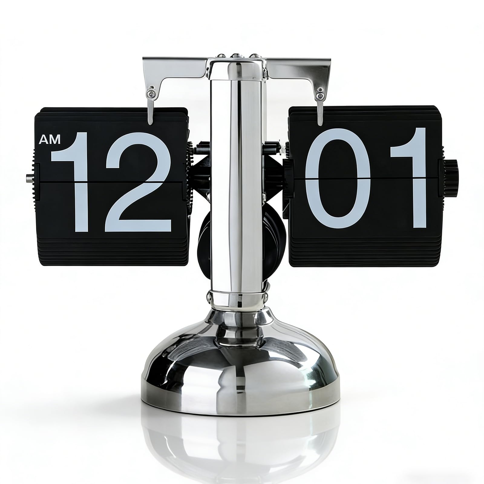 Flip Uhr Retro, Flip Schreibtischuhr, Schreibtischuhr Vintage Design, Automatisches Drehen Retro Digital Flip Down Uhr, Automatische Tischuhr für Zuhause Büro, Wohnzimmer (Schwarz)