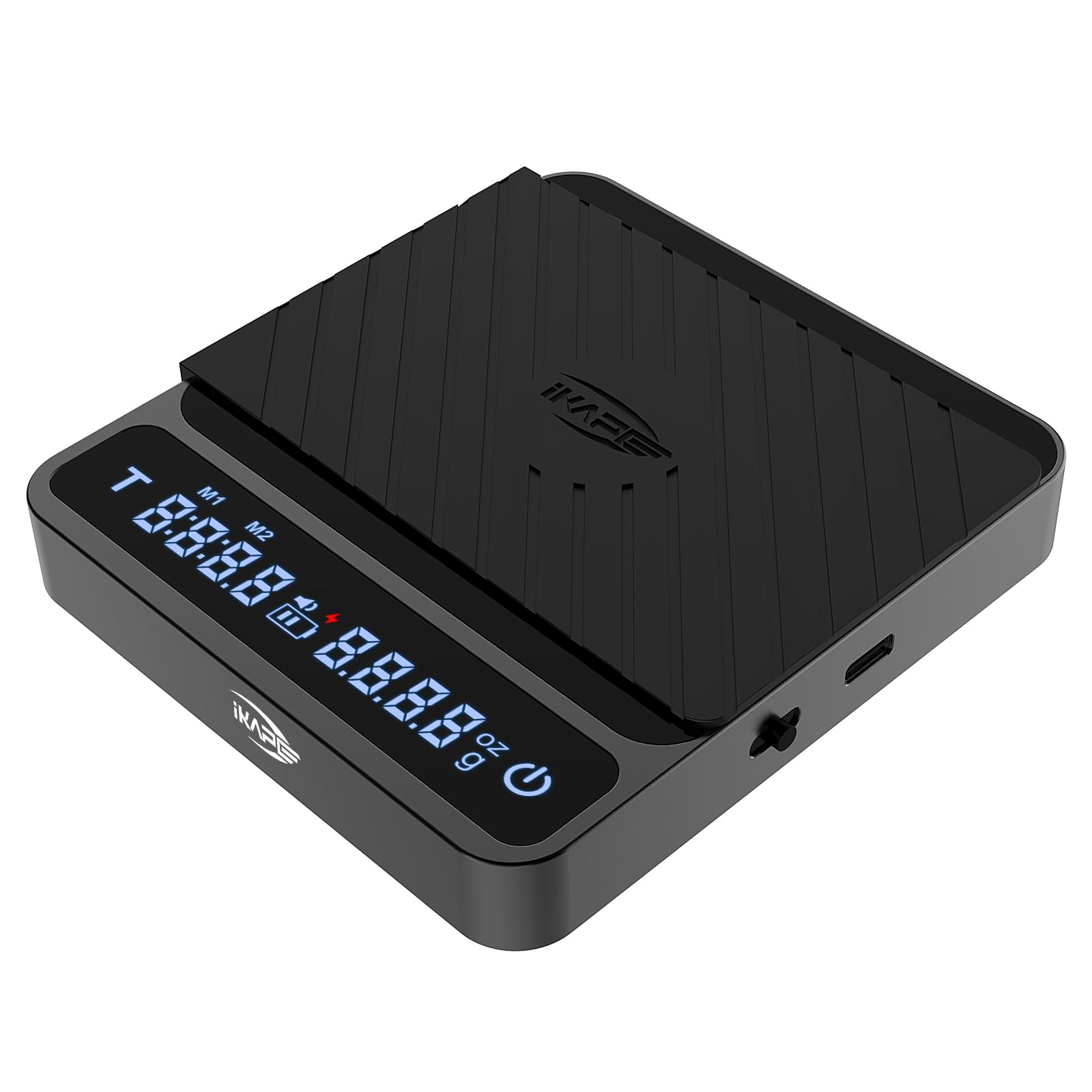 IKAPE Digital Coffee Scale, Premium Aluminium Espresso Scales with Timer, 2kg/0.1g High Precision Rechargeable Drip Espresso Scale with Tare Function, LED Display(Black)