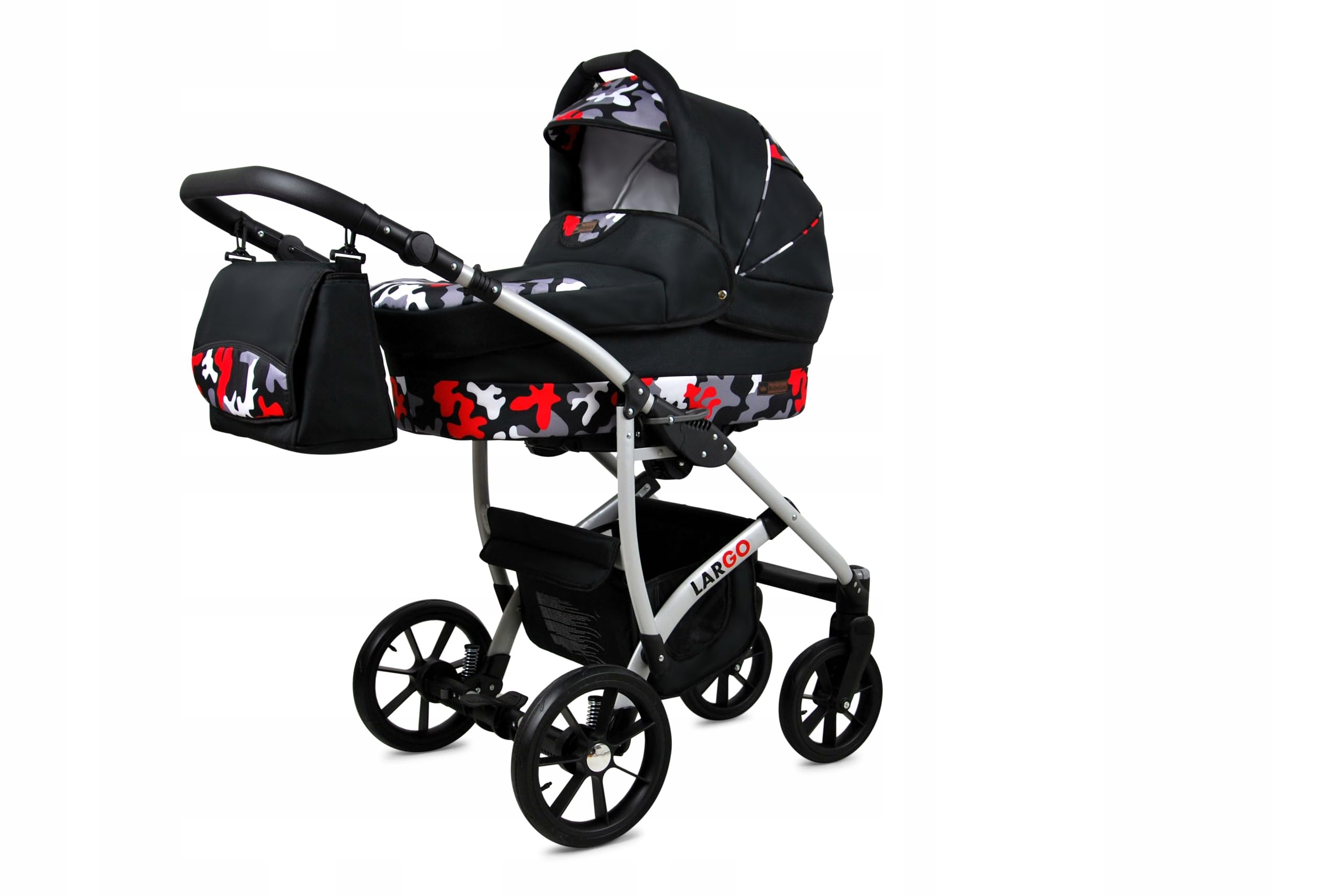 BabyLux Zestaw wózków dziecięcych 4 w 1 – Largo – w zestawie wanienka dla niemowląt, fotelik sportowy, fotelik samochodowy, stacja bazowa ISOFIX – fotelik samochodowy – zestaw wózków dziecięcych
