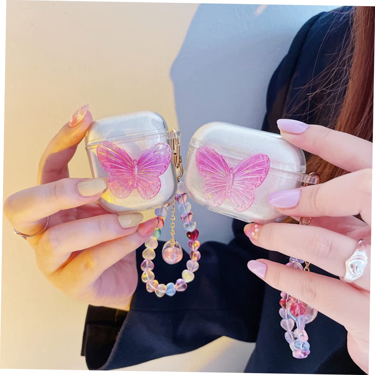 HEMOTON 5stücke Wireless Earphone Case Mit Herzanhänger Für Schützende Hülle Glitzerndem Leichte Und Kompakte Aufbewahrung Für -kopfhörer