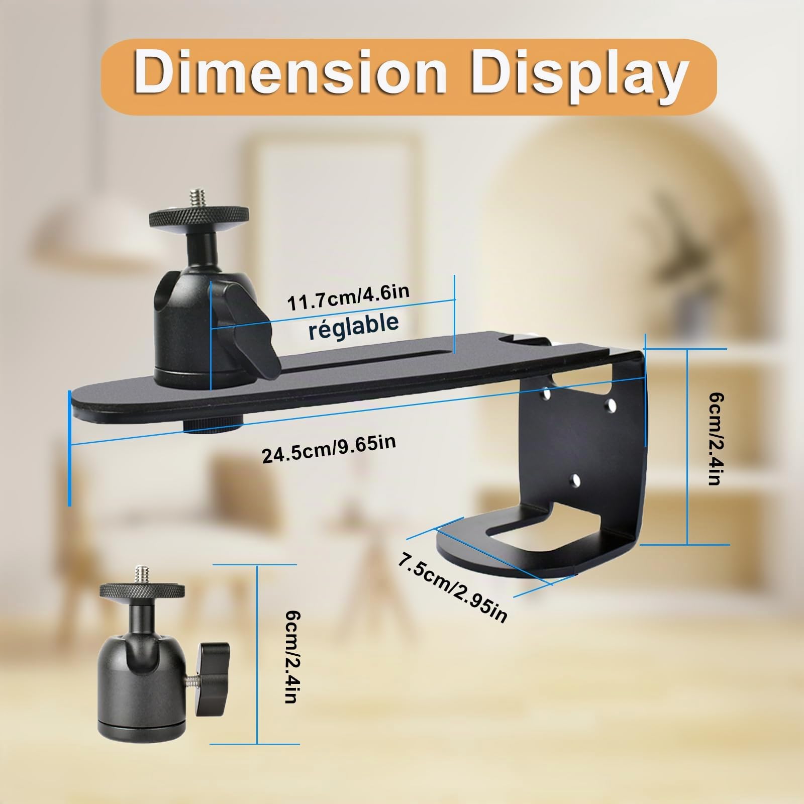 Support Videoprojecteur Ajustable, Support Projecteur Fixation Murale, Pied Videoprojecteur Rotation à 360°, Multifonctionnel SupportRetroprojecteur pour les Salons, les Chambres et les Bureaux