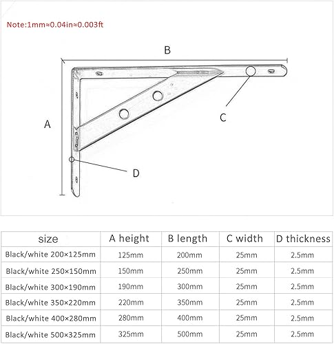 Miniatura 7 de Soportes para estantes (5.9 in, 7.9 in, 9.8 in, 11.8 in), diseño de triángulo de metal, 2 unidades, color blanco