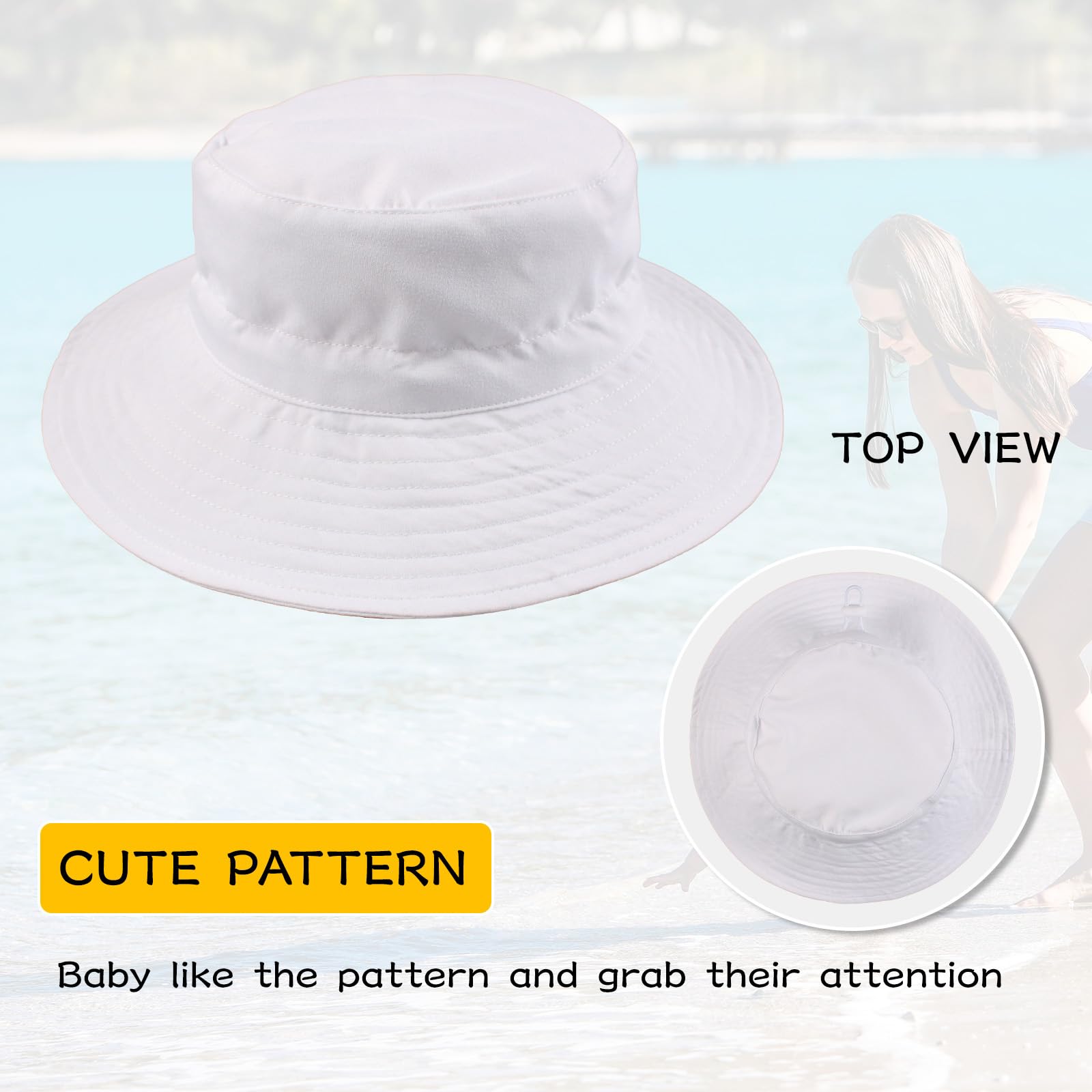 Peecabe Cappello da sole estivo per bambini e bambine, UPF 50+, a tesa larga, regolabile, da 0 a 8 anni