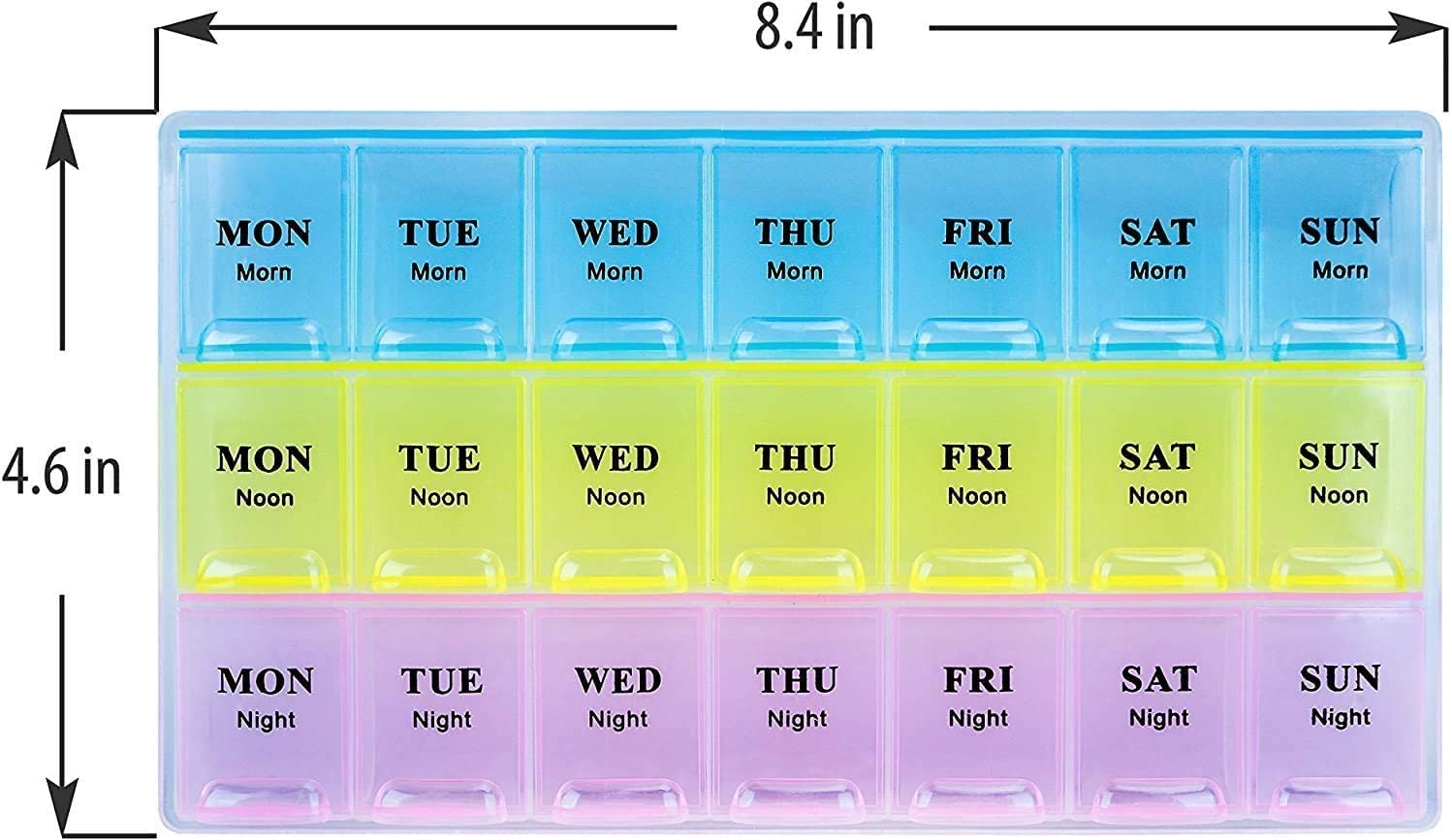 ZIPZAG Pill Medicine Organizer Reminder Storage Box for 7 Days, 3 Layer Pillbox 3