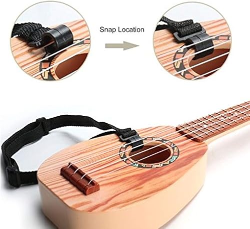 Miniatura 4 de YOLOPARK Guitarra de juguete para niños de 17 pulgadas para niñas y niños, mini guitarra ukelele con 4 cuerdas que mantienen los tonos, puede tocar