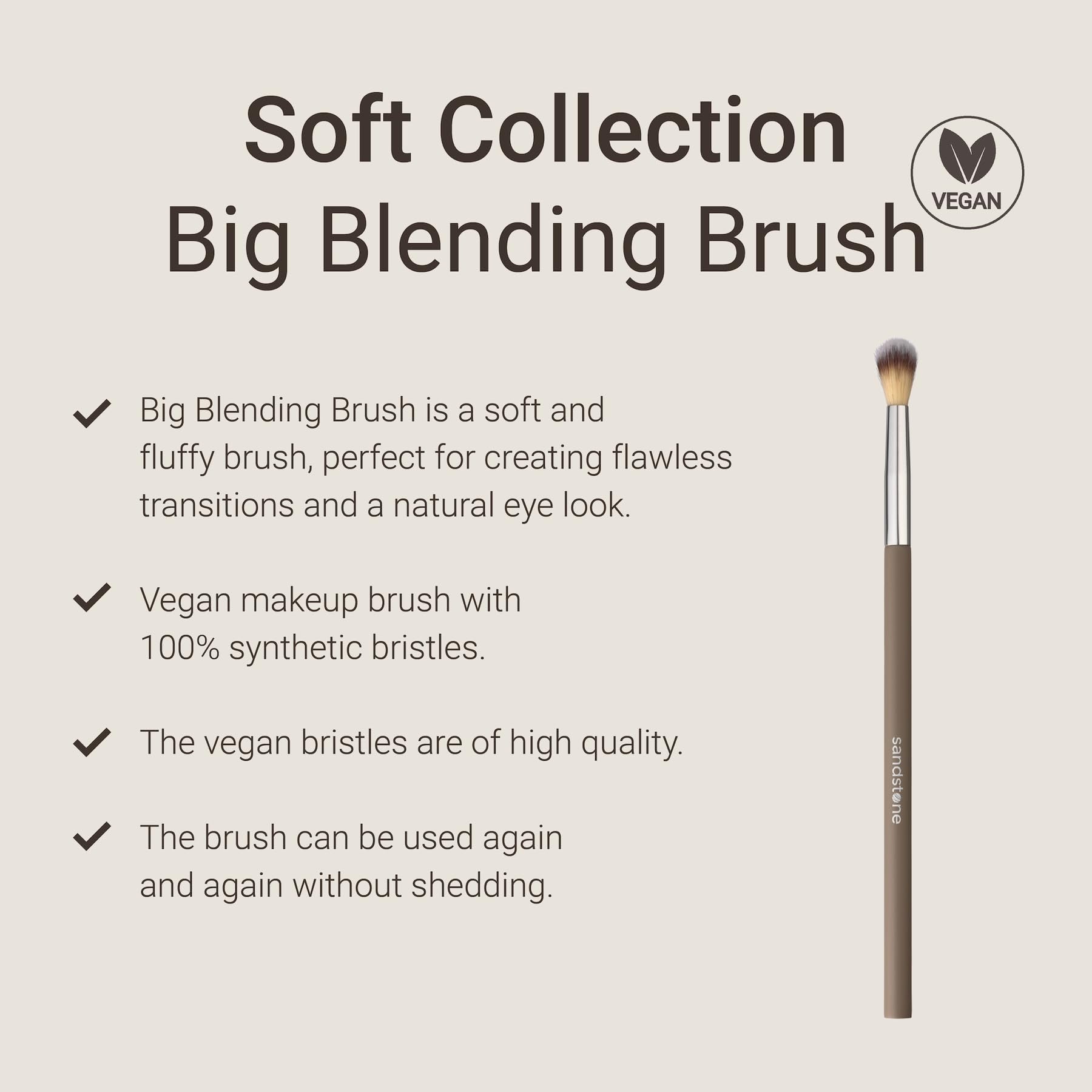 Sandstone Scandinavia Eyeshadow Blending Brush - Soft, Fluffy Makeup Brush for Seamless Color Blending - Vegan & Cruelty-Free - Image 4