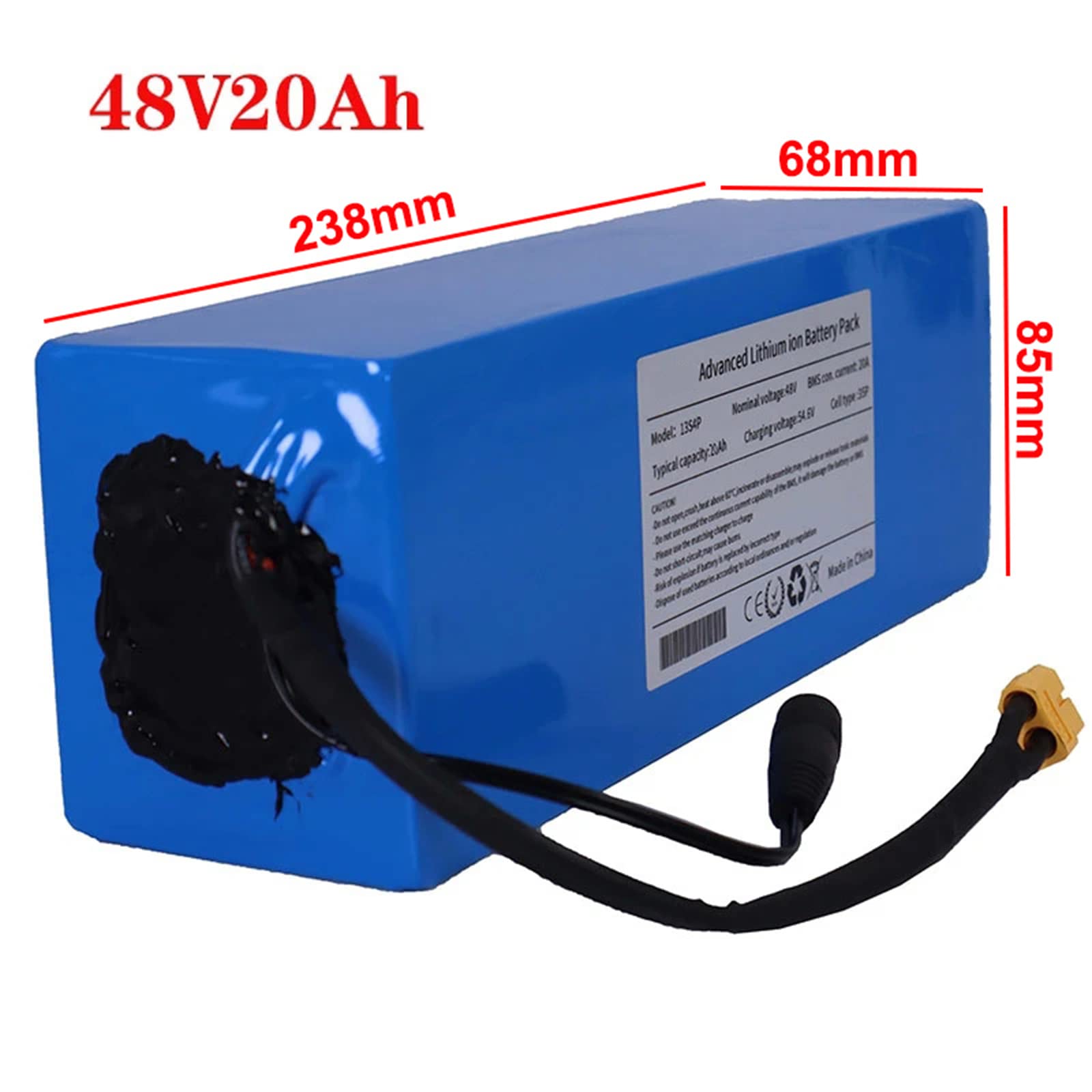 Amazon | 48V 20ah 18650 リチウム電池パック、内蔵 30A BMS、XT60