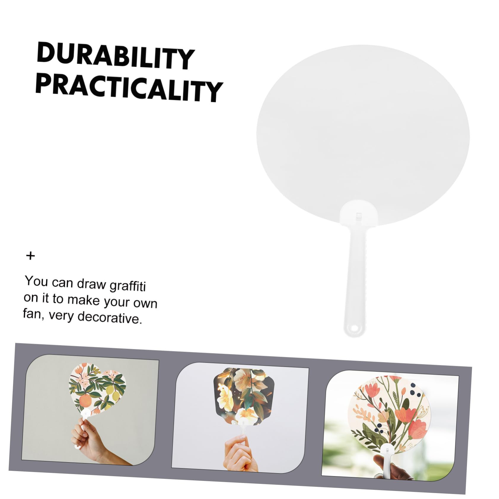 HEMOTON Ventaglio Vuoto Portatile da Mano 50 Pezzi in Pvc per Disegno DIY | Ragazzo Ragazza, Uso Pittura e Graffiti, Design Trasparente, Stile Misto, Accessorio per Attività Creative Stile Casuale