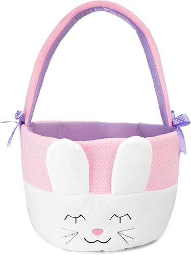 Cesta de Pascua de conejo con asa, ideal para la primera Pascua del bebé, niños y niñas de todas las edades, perfecta para regalos y golosinas