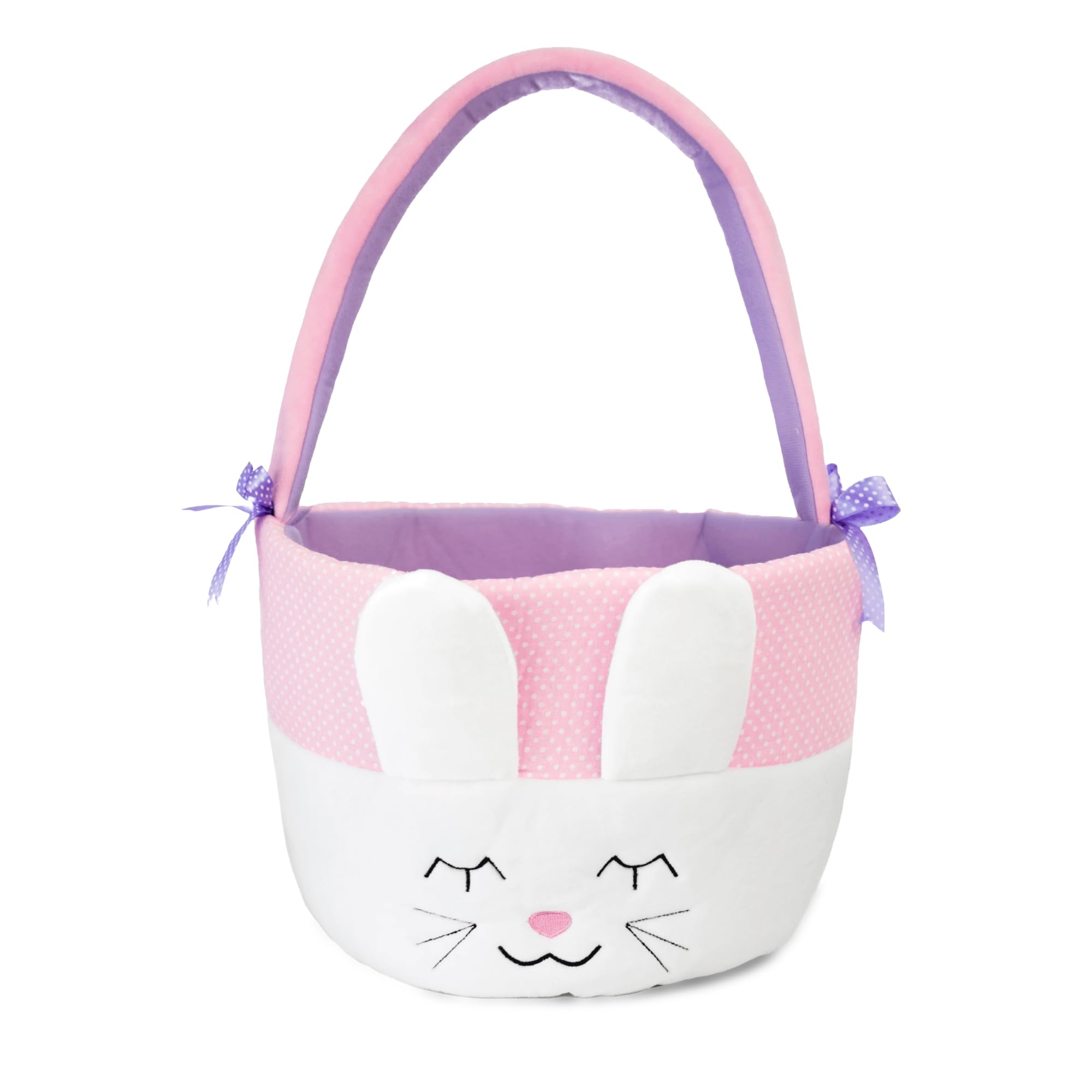 PLUSHIBLE BRIDGING MILES WITH SMILES Bunny Easter Basket with Handle - Ideal for Baby's 1st Easter, Toddlers, Boys, and Girls of All Ages, Perfect for Gifts and Treats