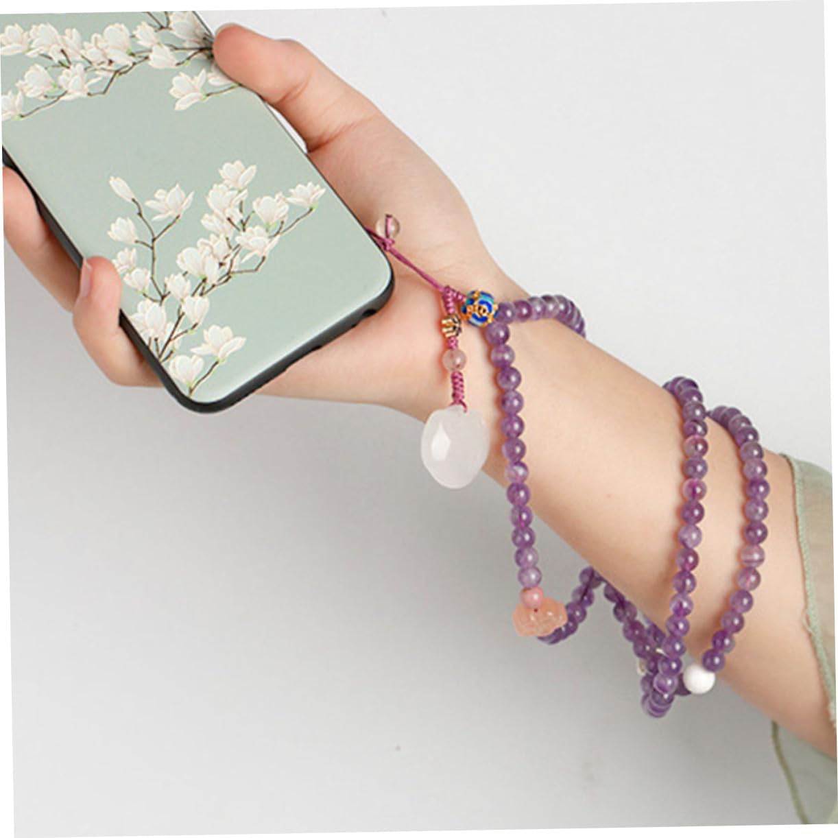 jojofuny Amethyst Lanyard Phone Chain Decorative Phone Cord for Women Accessories