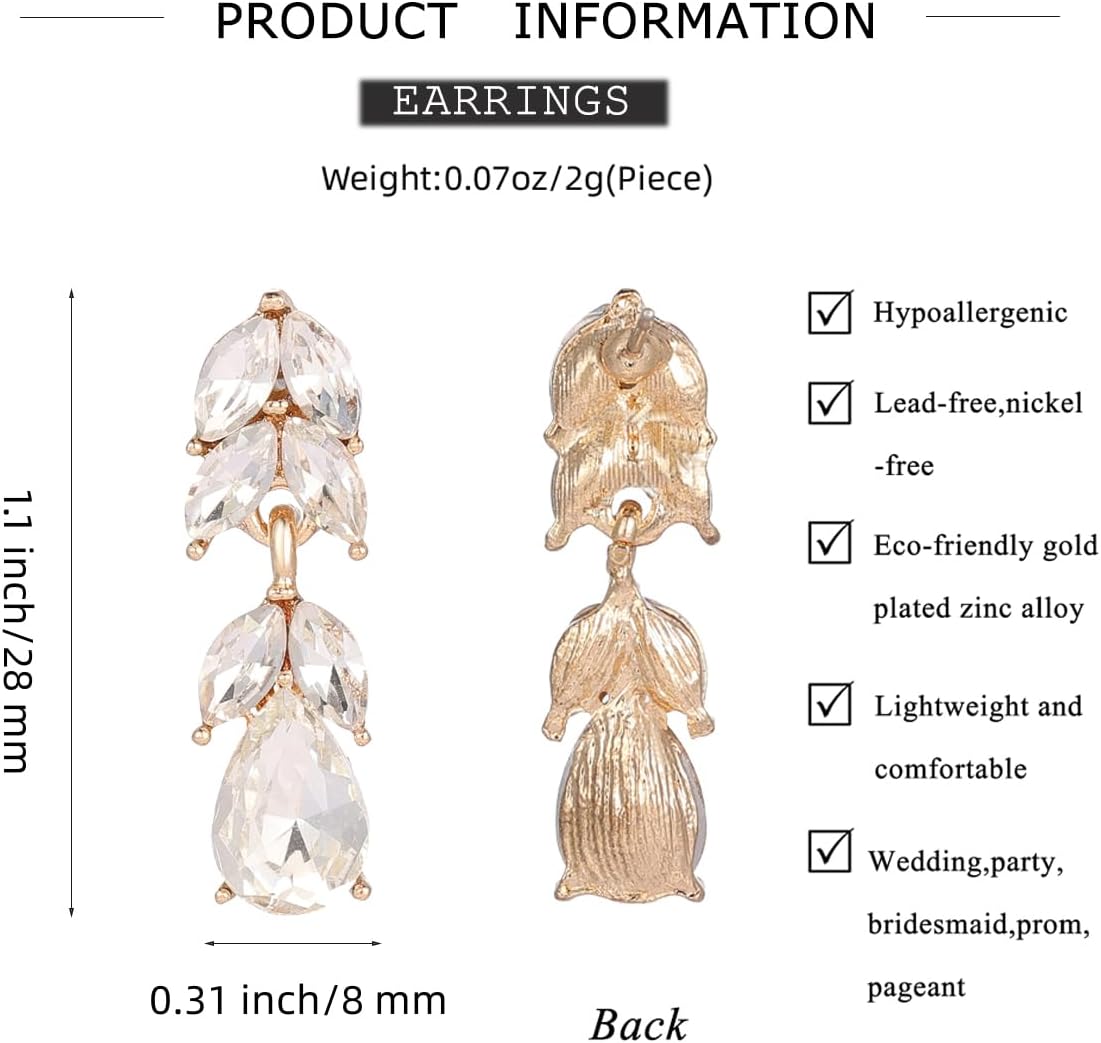 Rhinestone Teardrop Dangle Earrings Sparkle Crystal Bridal Earrings for Brides Bridesmaides Earrings for Women Wedding Pageant Prom - Image 6