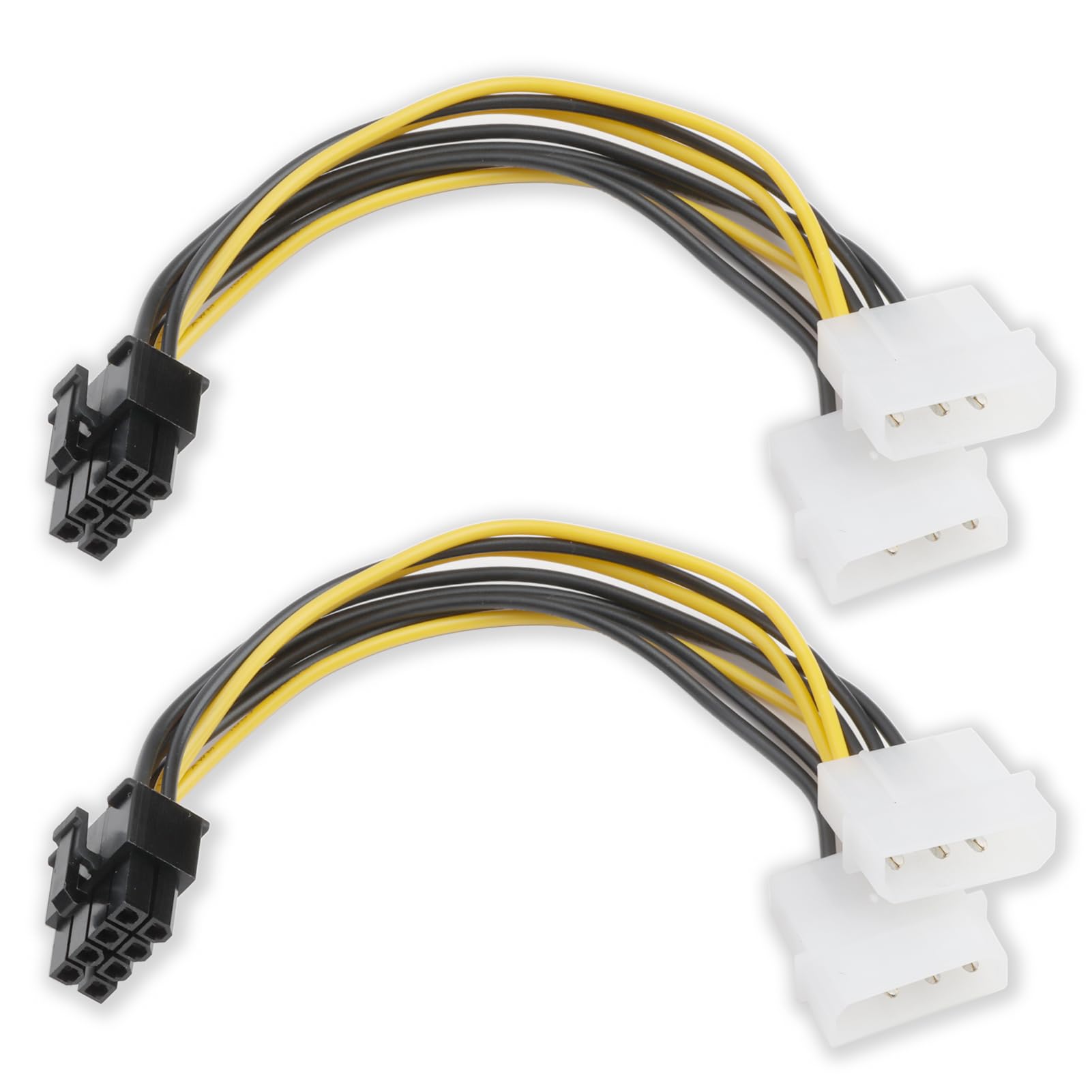 8 Pin PCIe to Molex 2x 4 Pin Power Cable 2-Pack 8-Pin GPU Graphics Card Power Wire Adapter Dual 4Pin Male 8Pin Female Graphics Card Power Supply Cord, 20cm Length