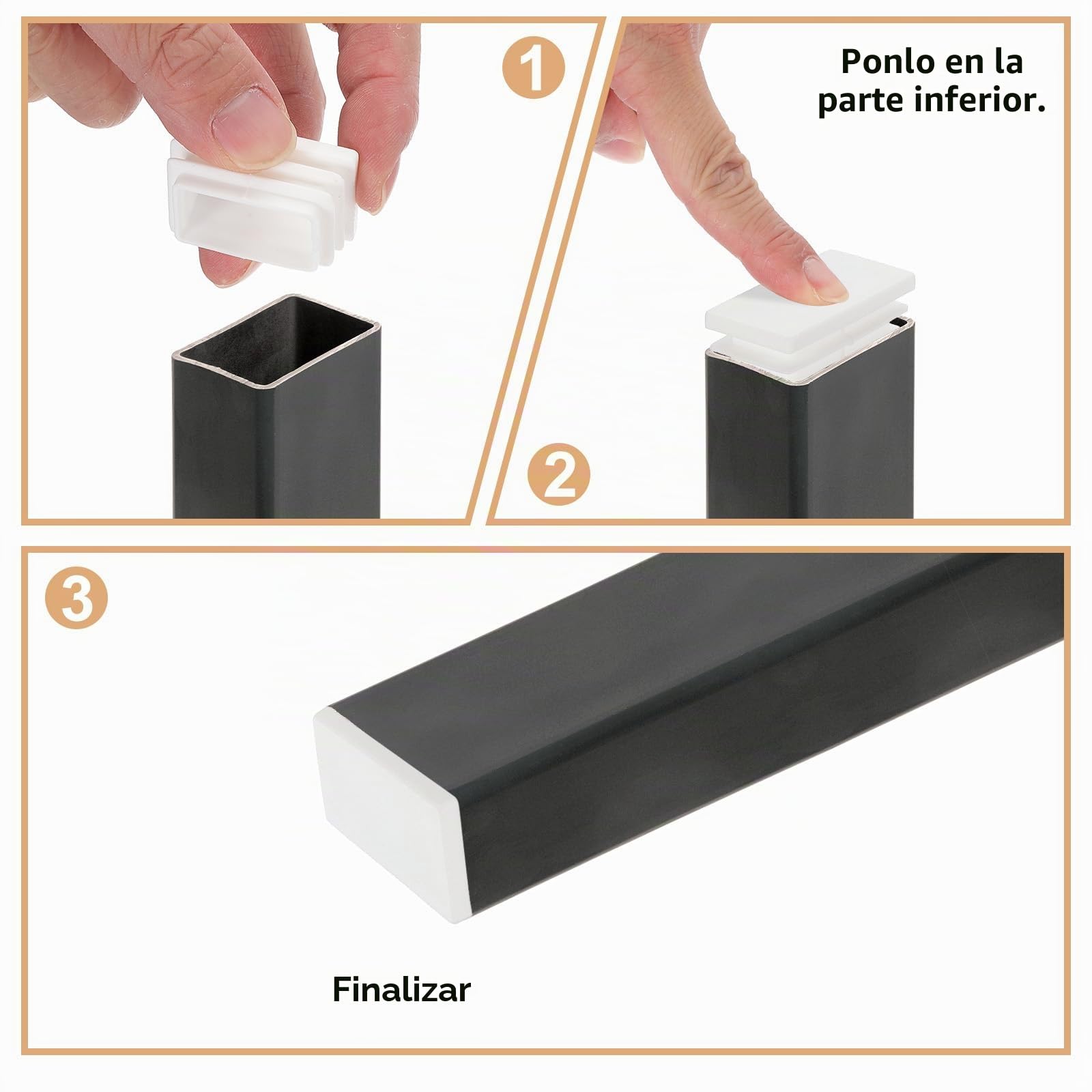 PATIKIL Tapones para Tubo Rectangular, 24 Pcs 60x40mm Tapones Laminares de Plástico Rectangular, para Patas de Silla, Mesas, Tubos de Metal, Tapones de Herrajes, Blanco